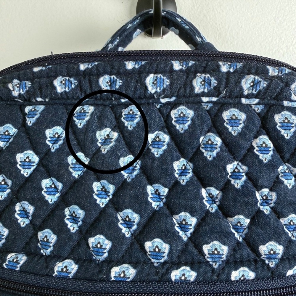 Vera Bradley Mini Backpack Navy Blue Quilted Floral Cotton Adjustable Straps - Picture 14 of 15